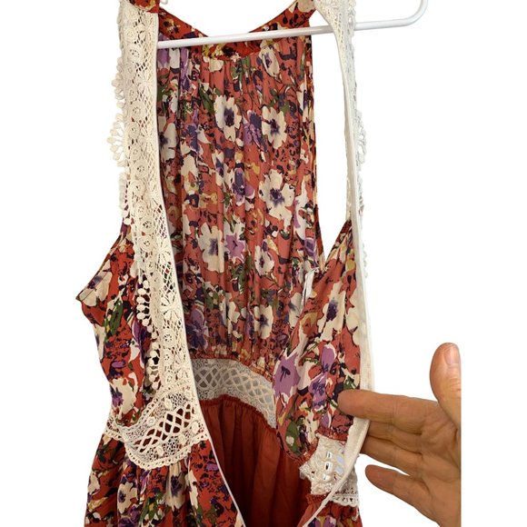 NWT Miss Me Floral Halter Blousen Dress Crochet Sz Large 6741 Spring Summer - Picture 8 of 14